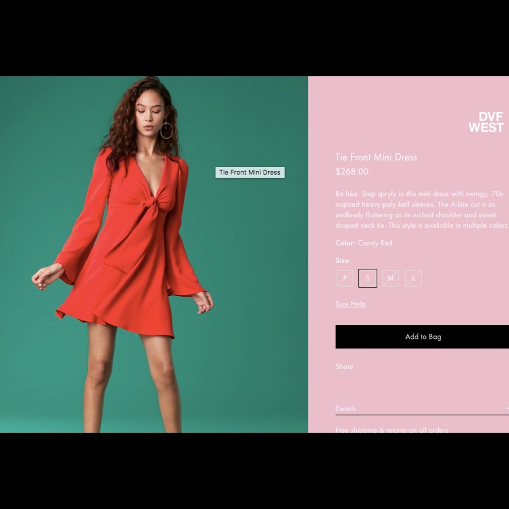 DVF tie front mini dress